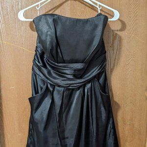 Strapless Black Cocktail Dress with Pockets